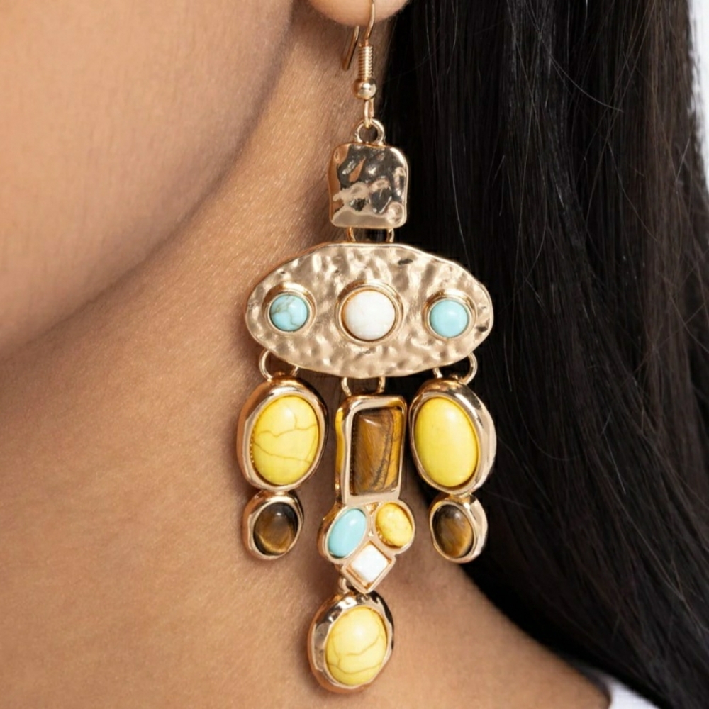 A Classy Chic Boutique Gold and Yellow Dangle Earrings